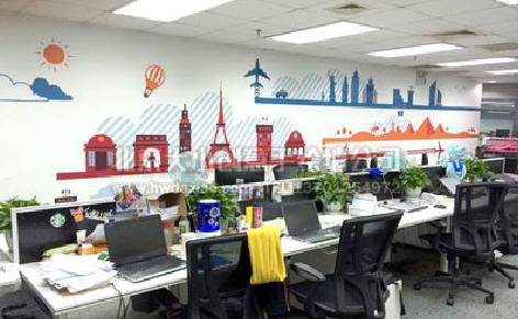 元谋教你设计办公室墙绘的方法。