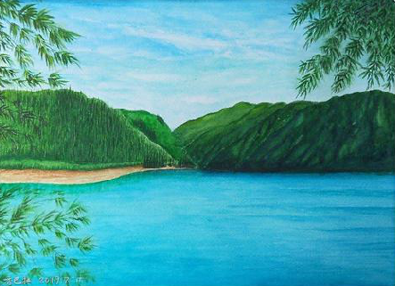 元谋在墙绘中,如何绘画绿水青山?